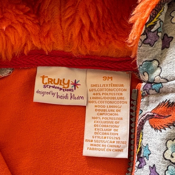 Gently loved Gray Zip up Dragon Print Hoodie Truly Scrumptious by Heidi Klum - Picture 4 of 10